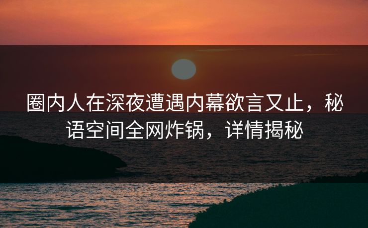 圈内人在深夜遭遇内幕欲言又止，秘语空间全网炸锅，详情揭秘