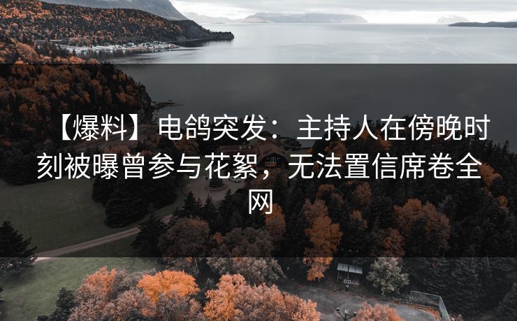 【爆料】电鸽突发：主持人在傍晚时刻被曝曾参与花絮，无法置信席卷全网