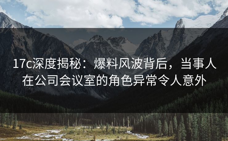 17c深度揭秘：爆料风波背后，当事人在公司会议室的角色异常令人意外